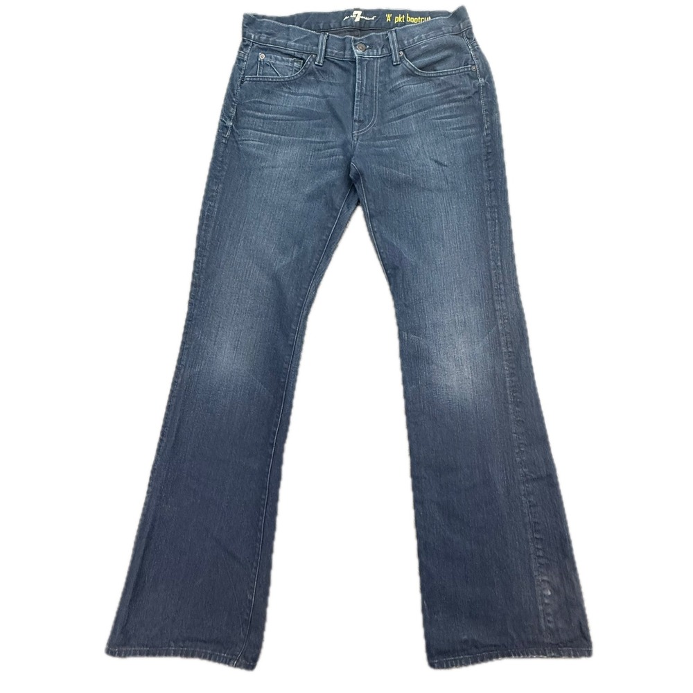 7 For All Mankind A Pkt Bootcut Jeans Mens 31 Blue Dark Wash Made in USA  Cotton